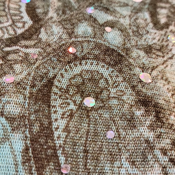 Judy Jr. Women's size small short sleeve see-through floral shirt with sparkles - Picture 3 of 12